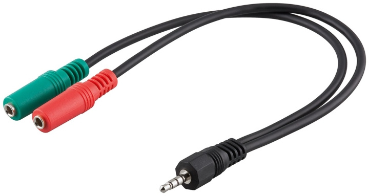 Goobay Adapter för PC-headset, 1x 3,5 mm AUX 4-pin till 2x 3,5 mm AUX 3-pin Pawl 3,5 mm plugg (4-pin, Stereo) > 2x haken 3,5 mmuttag (3-pin, stereo) in the group HOME ELECTRONICS / Cables & Adapters / Audio analog / Adapters at TP E-commerce Nordic AB (C54128)