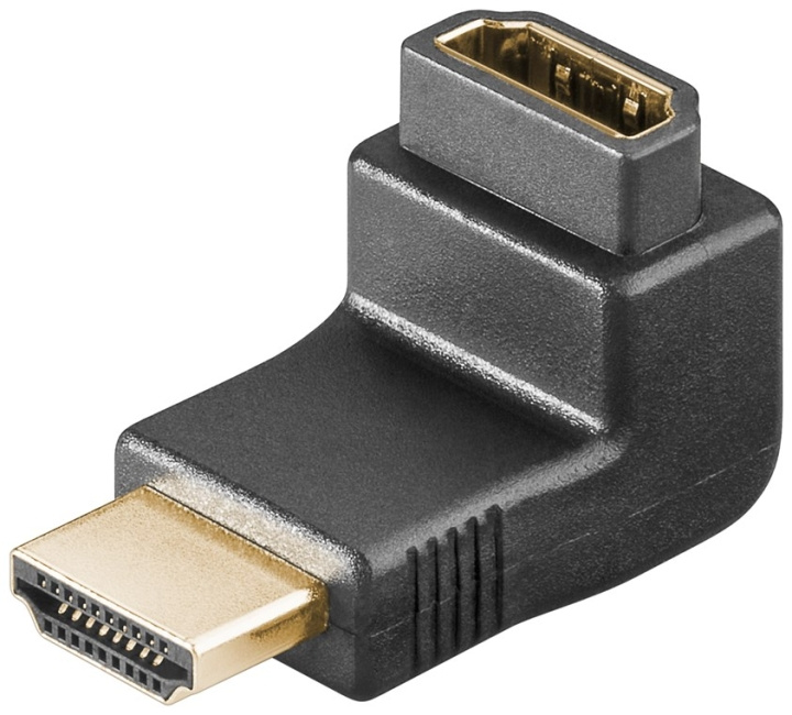 Goobay HDMI™ vinkeladapter 90°, guldpläterad, 8K @ 60 Hz HDMI™-uttag (typ A) > HDMI™ kontakt (typ A) 90 ° in the group HOME ELECTRONICS / Cables & Adapters / HDMI / Adapters at TP E-commerce Nordic AB (C54159)