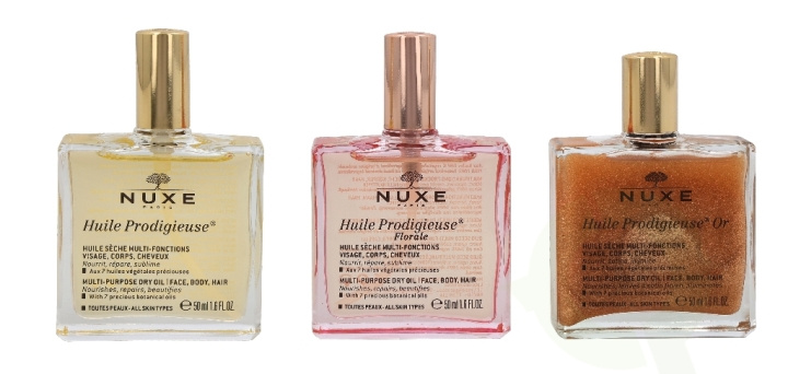 Nuxe Huile Prodigieuse Collection Trio Set 150 ml Dry Oil 50ml/ Florale Dry Oil 50ml/Golden Shimmer Dry Oil 50ml in the group BEAUTY & HEALTH / Skin care / Face / Facial oil at TP E-commerce Nordic AB (C54342)