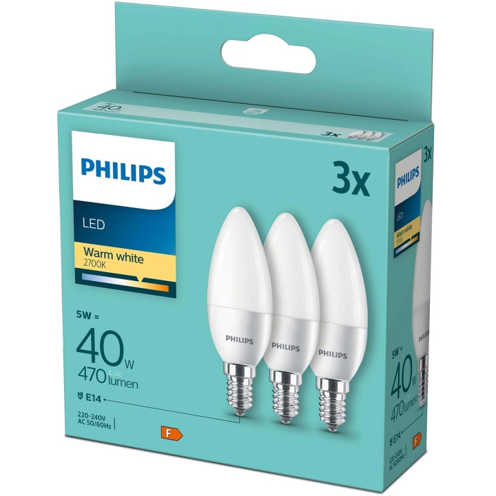 Philips 3-pack LED E14 Kron 5W (40W) Frost 470lm in the group HOME ELECTRONICS / Lighting / LED lamps at TP E-commerce Nordic AB (C55458)