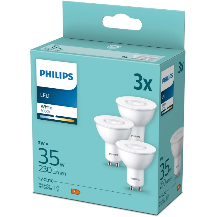 Philips 3-pack LED GU10 3W (35W) 3000K 230lm in the group HOME ELECTRONICS / Lighting / LED lamps at TP E-commerce Nordic AB (C55460)