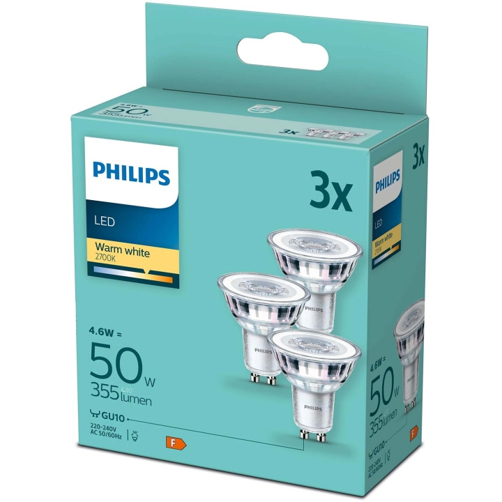Philips 3-pack LED GU10 4,6W (50W) 355lm in the group HOME ELECTRONICS / Lighting / LED lamps at TP E-commerce Nordic AB (C55462)