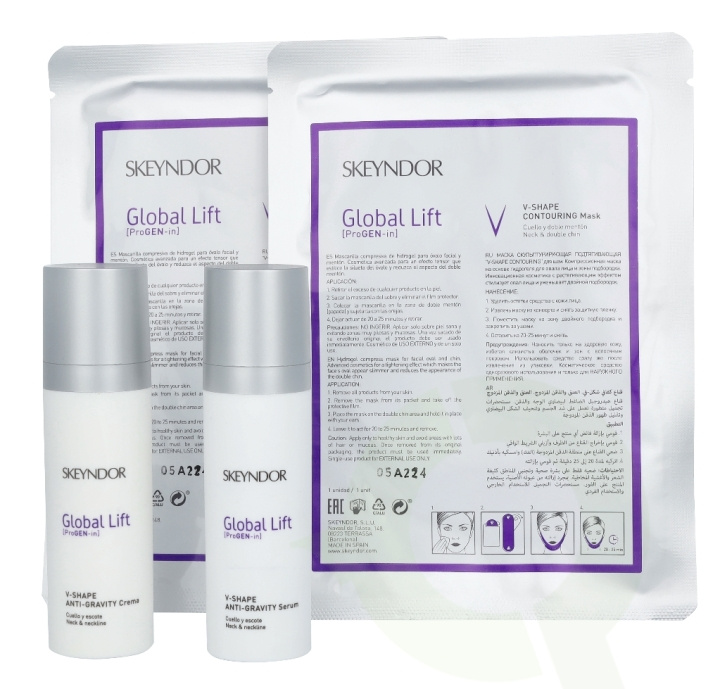 Skeyndor Global Lift V-Shape Lifting Home Care Set 60 ml For Neck, Chin And Neckline/V-Shape Anti Gravity Serum 30ml/V-Shape Anti Gravity Cream 30ml/V-Shape Contouring Mask in the group BEAUTY & HEALTH / Skin care / Face / Face creams at TP E-commerce Nordic AB (C55992)