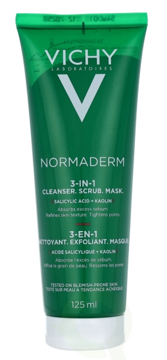 Vichy Normaderm Cleanser 3 In 1 Acne Treatment 125 ml Scrub+ Cleanser+ Mask, Sensitive Skin in the group BEAUTY & HEALTH / Skin care / Face / Cleaning at TP E-commerce Nordic AB (C56621)