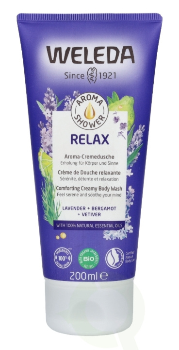 Weleda Aroma Relax Shower Cream 200 ml Comforting Creamy Body Wash, Lavender + Bergamot + Vetiver in the group BEAUTY & HEALTH / Skin care / Body health / Bath & Shower gels at TP E-commerce Nordic AB (C56773)