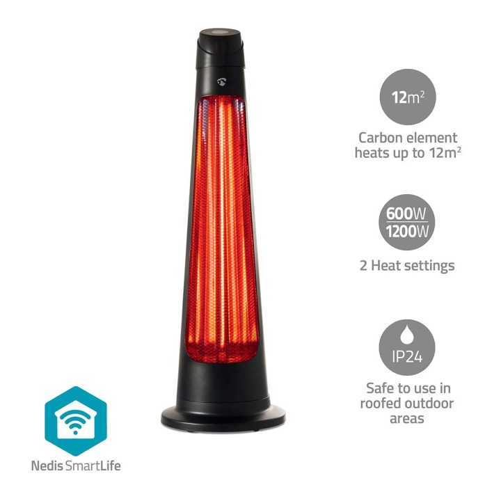 Nedis SmartLife Patio Heater | Wi-Fi | 1200 W | 2 Heat Settings | Oscillation | Fall over protection | IP24 | Black in the group HOME, HOUSEHOLD & GARDEN / Fans & Climate products / Patio heaters at TP E-commerce Nordic AB (C57020)