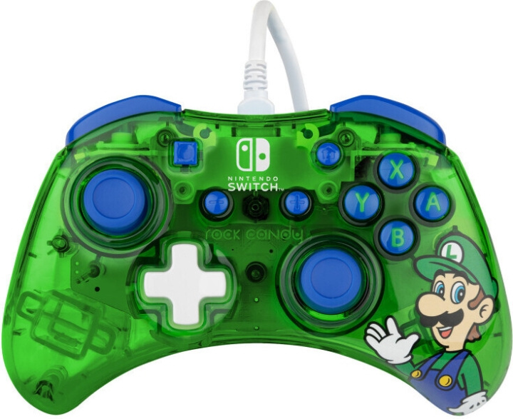 PDP Gaming Rock Candy Wired Controller - trådbunden spelkontroll, Luigi, Switch in the group HOME ELECTRONICS / Game consoles & Accessories / Nintendo Switch / Accessories at TP E-commerce Nordic AB (C57198)