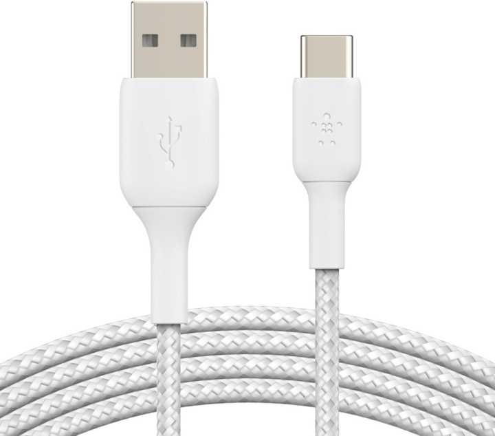 Belkin BOOST CHARGE™ USB-A - USB-C cable braided, 3m, white in the group COMPUTERS & PERIPHERALS / Computer cables / USB / USB-C at TP E-commerce Nordic AB (C57677)