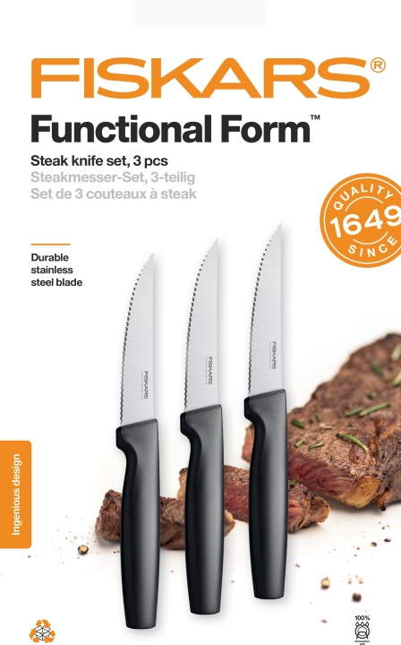 Fiskars Functional Form - stekknivset, 3-delar in the group HOME, HOUSEHOLD & GARDEN / Kitchen utensils / Kitchen knives & Knife sharpeners at TP E-commerce Nordic AB (C57722)