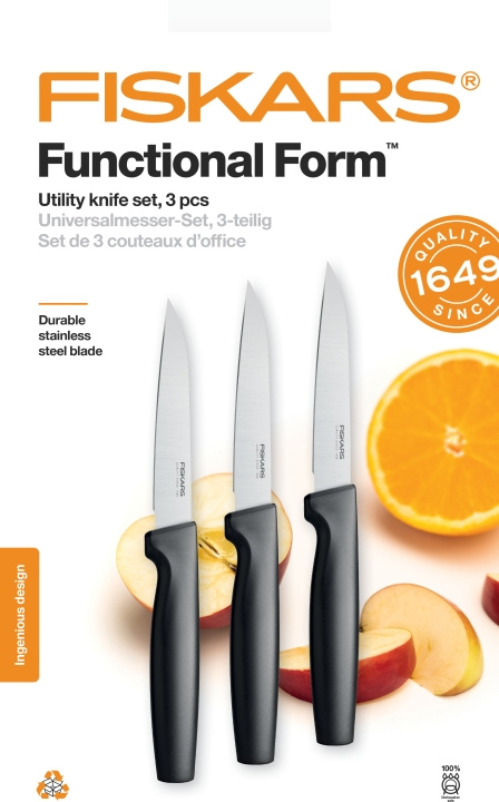 Fiskars Functional Form - universell knivsats, 3-delad in the group HOME, HOUSEHOLD & GARDEN / Kitchen utensils / Kitchen knives & Knife sharpeners at TP E-commerce Nordic AB (C57724)