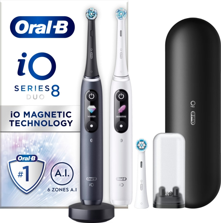 Oral B iO Series 8 Duo Pack - elektrisk tandborste, vit /svart in the group BEAUTY & HEALTH / Oral care / Electric toothbrushes at TP E-commerce Nordic AB (C57803)