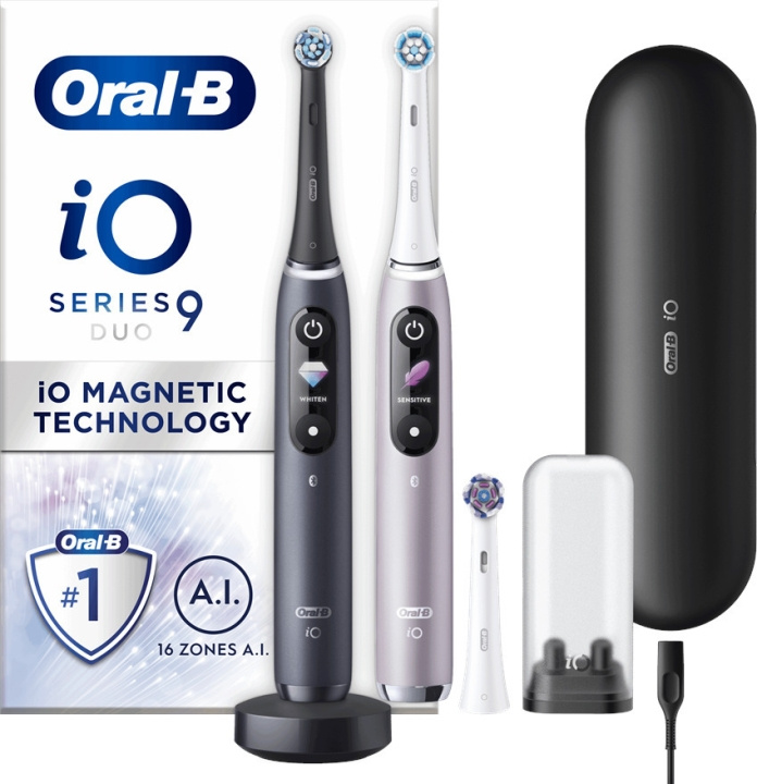 Oral B iO Series 9 Duo Pack - elektrisk tandborste, svart / rosa in the group BEAUTY & HEALTH / Oral care / Electric toothbrushes at TP E-commerce Nordic AB (C57805)