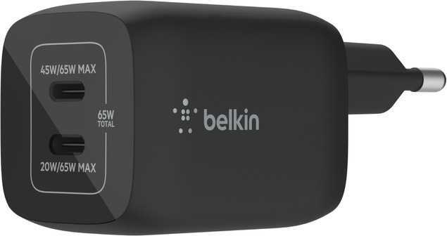 Belkin Boost Charge Pro Dual Port USB-C GaN 65 W PD 3.0 AC-laddare, svart in the group SMARTPHONE & TABLETS / Chargers & Cables / Wall charger / Wall charger USB-C at TP E-commerce Nordic AB (C57829)