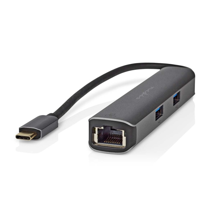 Nedis USB Multi-Port Adapter | 5-in-1 | USB 3.2 Gen 1 | USB-C™ Male | HDMI™ Output / RJ45 Female / 3x USB-A Female | 5 Gbps | 0.20 m | Round | Gold Plated | PVC | Anthracite | Box in the group COMPUTERS & PERIPHERALS / Laptops & accessories / Docking station at TP E-commerce Nordic AB (C57838)
