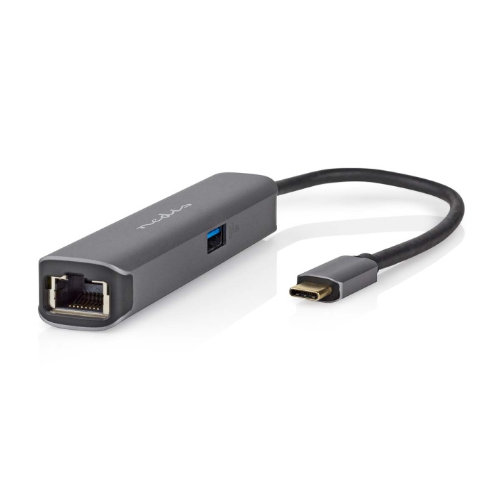 Nedis USB Multi-Port Adapter | 4-in-1 | USB 3.2 Gen 1 | USB-C™ Male | HDMI™ Output / RJ45 Female / USB-A Female / USB-C™ Female | 5 Gbps | 0.20 m | Round | Gold Plated | PVC | Anthracite | Box in the group COMPUTERS & PERIPHERALS / Laptops & accessories / Docking station at TP E-commerce Nordic AB (C57839)