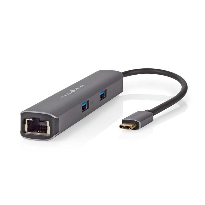 Nedis USB Multi-Port Adapter | USB 3.2 Gen 1 | USB-C™ Male | HDMI™ Output / RJ45 Female / 2x USB-A Female / 2x USB-C™ | 5 Gbps | 0.20 m | Round | Gold Plated | PVC | Anthracite | Box in the group COMPUTERS & PERIPHERALS / Laptops & accessories / Docking station at TP E-commerce Nordic AB (C57840)