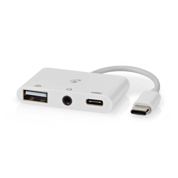 Nedis USB Multi-Port Adapter | USB 2.0 | USB-C™ Male | USB-A Female / USB-C™ Female / 3.5 mm Female | 480 Mbps | 0.10 m | Round | Nickel Plated | PVC | White | Box in the group COMPUTERS & PERIPHERALS / Computer accessories / USB-Hubs at TP E-commerce Nordic AB (C57851)