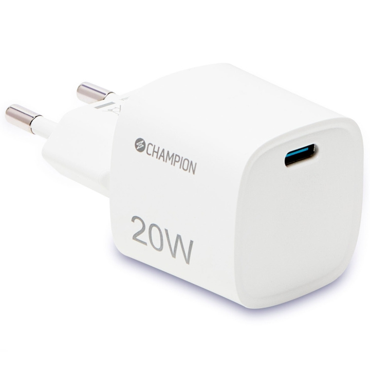 Champion Laddare 20W PD Vit in the group SMARTPHONE & TABLETS / Chargers & Cables / Wall charger / Wall charger USB-C at TP E-commerce Nordic AB (C58105)