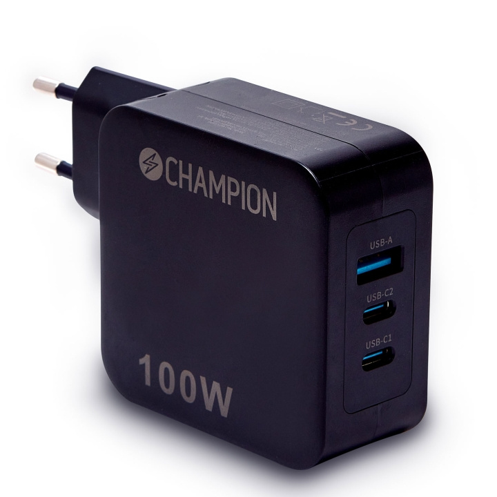 Champion Laddare 100W PD / QC Svart in the group SMARTPHONE & TABLETS / Chargers & Cables / Wall charger / Wall charger USB-C at TP E-commerce Nordic AB (C58658)