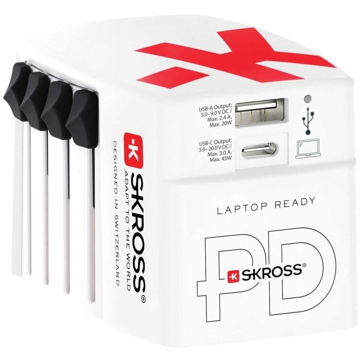 SKROSS World USB Charger AC45PD USB-C PD + USB-A 45W in the group HOME, HOUSEHOLD & GARDEN / Electricity & Lighting / Travel adapters at TP E-commerce Nordic AB (C58666)