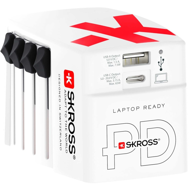 SKROSS World USB Charger AC65PD USB-C PD + USB-A 65W in the group HOME, HOUSEHOLD & GARDEN / Electricity & Lighting / Travel adapters at TP E-commerce Nordic AB (C58667)