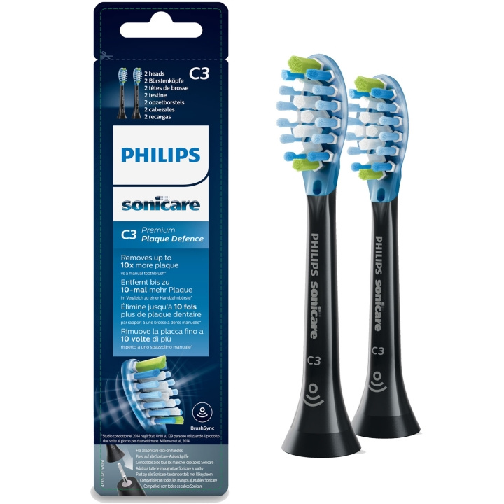 Philips Borsthuvud Sonicare C3 Premium Plaque 2st Black HX9042/33 in the group BEAUTY & HEALTH / Oral care / Accessories for electric toothbrushes at TP E-commerce Nordic AB (C58965)