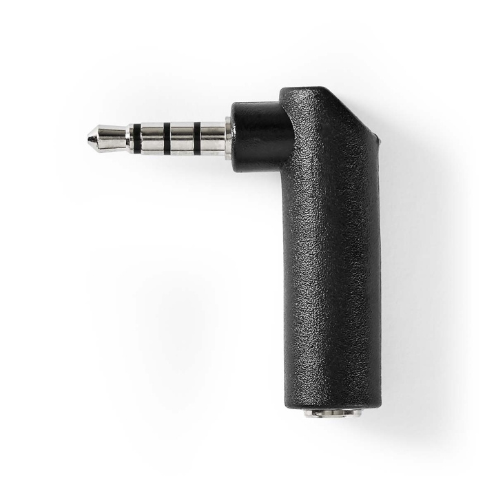 Nedis Stereo Audio Adapter | 3.5 mm Male | 3.5 mm Female | Nickel Plated | Angled 90° | Metal | Black | 1 pcs | Box in the group HOME ELECTRONICS / Cables & Adapters / Audio analog / Adapters at TP E-commerce Nordic AB (C58975)