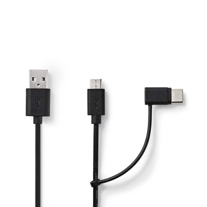 Nedis 2-in-1 Cable | USB 2.0 | USB-A Male | USB Micro-B Male / USB-C™ Male | 480 Mbps | 1.00 m | Nickel Plated | Round | PVC | Black | Blister in the group COMPUTERS & PERIPHERALS / Computer cables / USB / USB-A / Cables at TP E-commerce Nordic AB (C58983)