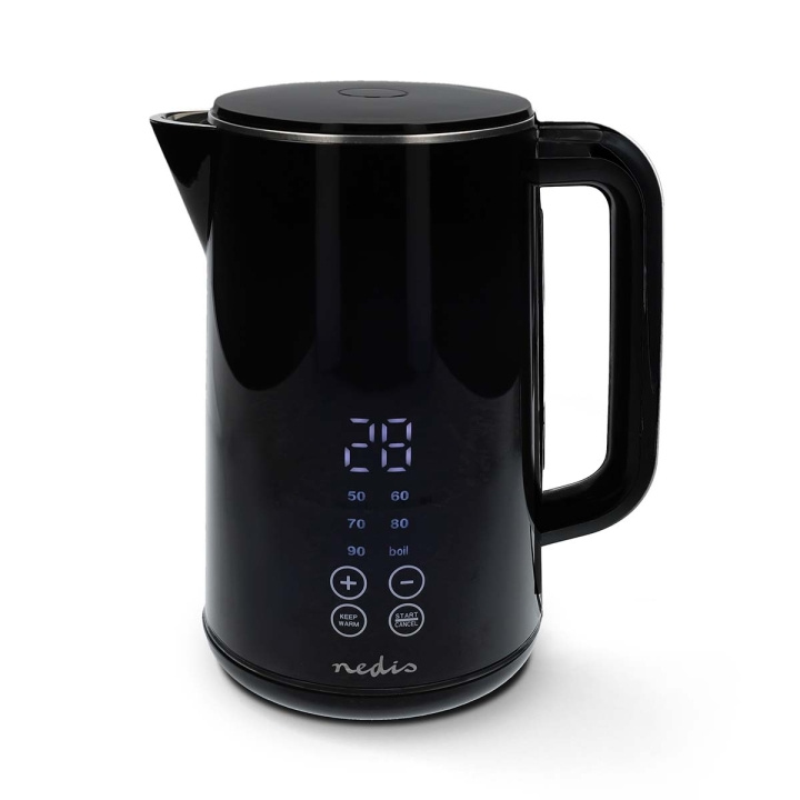 Nedis Electric Kettle | 1.7 l | Plastic | Black | 50,60,70,80,90,100 °C | Temperature indicator | Rotatable 360 degrees | Concealed heating element | Strix® controller | Boil-dry protection in the group HOME, HOUSEHOLD & GARDEN / Household appliances / Water & Juice / Kettles at TP E-commerce Nordic AB (C58989)