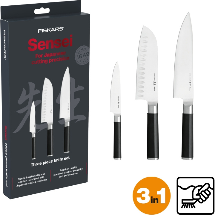 Fiskars Sensei knivset, tredelad in the group HOME, HOUSEHOLD & GARDEN / Kitchen utensils / Kitchen knives & Knife sharpeners at TP E-commerce Nordic AB (C59132)