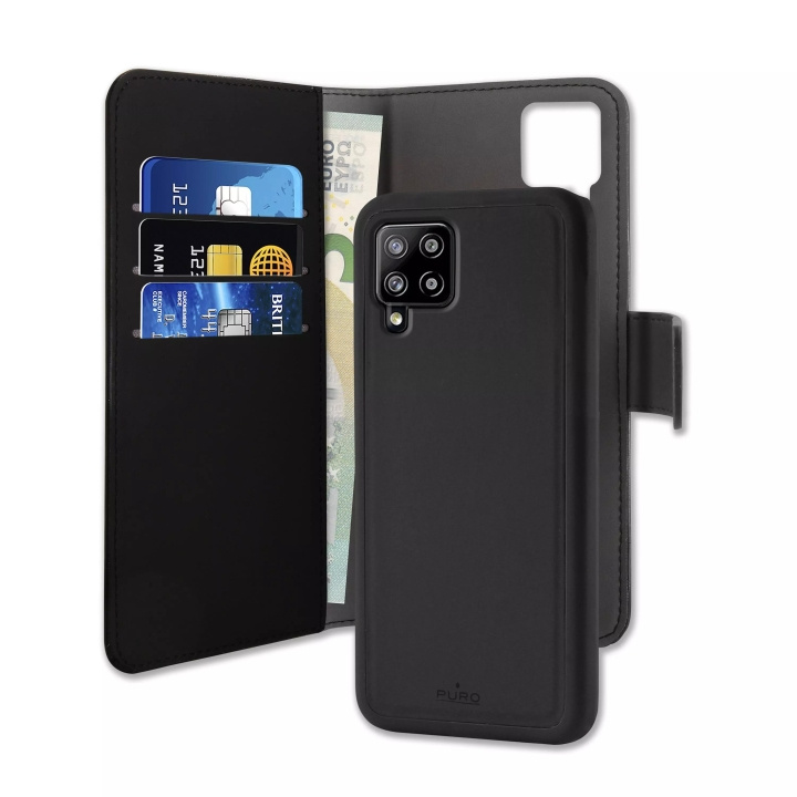 Puro Samsung Galaxy A42 5G EcoLeather Wallet Detach black in the group SMARTPHONE & TABLETS / Phone cases / Samsung at TP E-commerce Nordic AB (C59233)