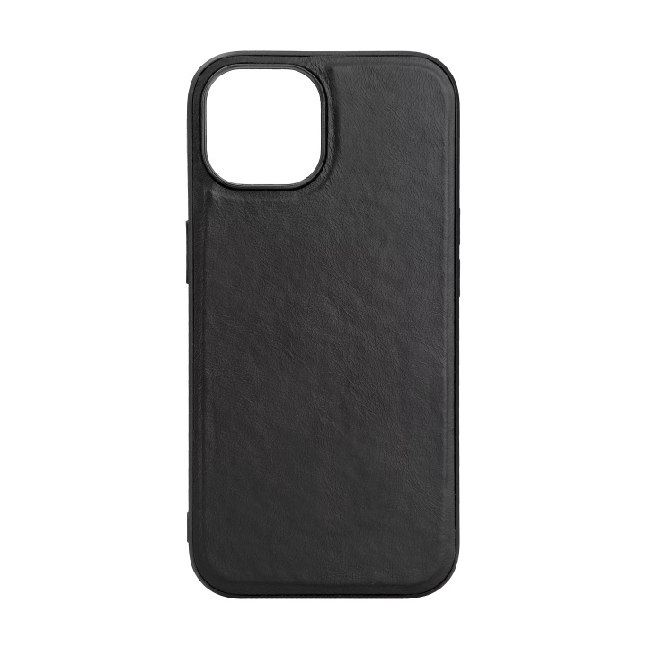 Essentials iPhone 15 Leather Mag back cover, TPU frame, magnet, black in the group SMARTPHONE & TABLETS / Phone cases / Apple / iPhone 15 at TP E-commerce Nordic AB (C59565)