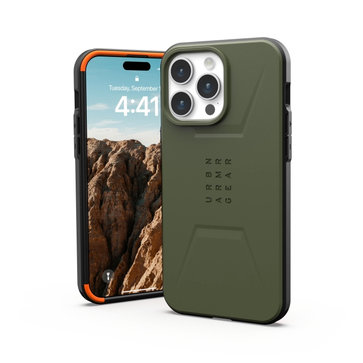 Urban Armor Gear iPhone 15 Pro Max Civilian Magsafe - Olive Drab in the group SMARTPHONE & TABLETS / Phone cases / Apple / iPhone 15 at TP E-commerce Nordic AB (C59812)