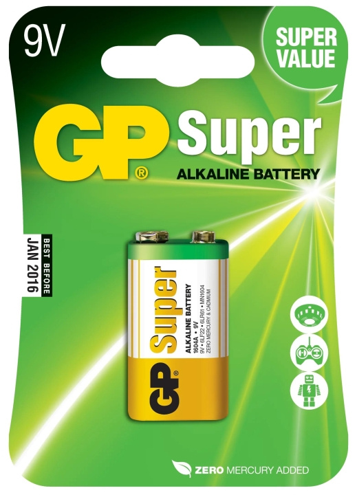 GP Super Alkaline 9V 1 Pack (B) in the group HOME ELECTRONICS / Batteries & Chargers / Batteries / 9V at TP E-commerce Nordic AB (C59987)
