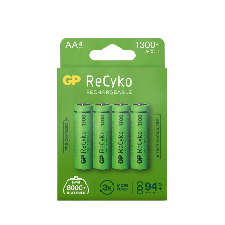 GP ReCyko NiMH 1300mAh AA 4 Pack (PB) in the group HOME ELECTRONICS / Batteries & Chargers / Rechargable batteries / AA at TP E-commerce Nordic AB (C60007)