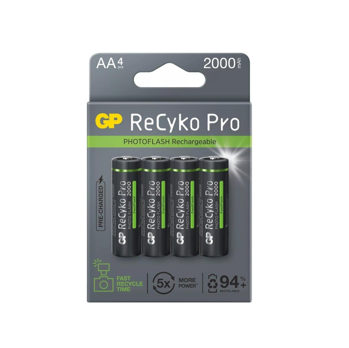 GP Recyko Pro Photoflash 2000mAh AA 4 Pack (PB) in the group HOME ELECTRONICS / Batteries & Chargers / Rechargable batteries / AA at TP E-commerce Nordic AB (C60010)