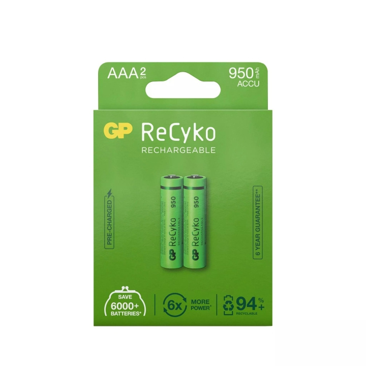 GP ReCyko NiMH 950mAh AAA 2 Pack (PB) in the group HOME ELECTRONICS / Batteries & Chargers / Rechargable batteries / AAA at TP E-commerce Nordic AB (C60011)