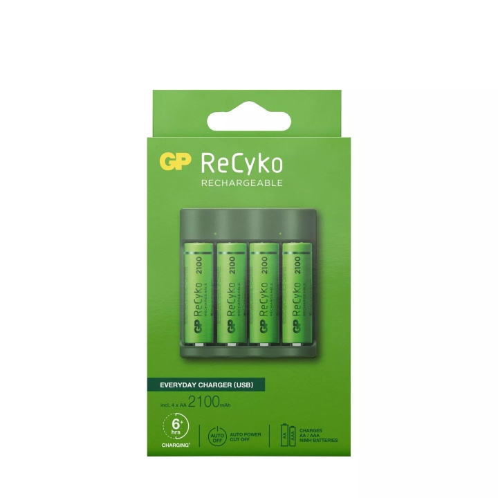 GP ReCyko EverydayCharger w/4xAA 2100mAh (PB) in the group HOME ELECTRONICS / Batteries & Chargers / Rechargable batteries / AA at TP E-commerce Nordic AB (C60015)