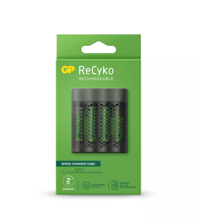 GP ReCyko Speed Charger w/4xAAA 950mAh (PB) in the group HOME ELECTRONICS / Batteries & Chargers / Rechargable batteries / AAA at TP E-commerce Nordic AB (C60016)
