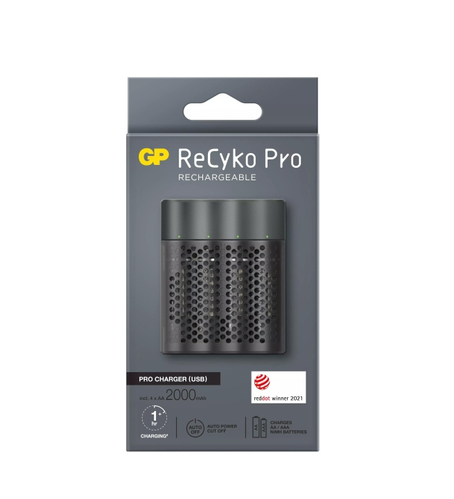 GP ReCyko Pro Charger USB w/4xAA 2000mAh (PB) in the group HOME ELECTRONICS / Batteries & Chargers / Rechargable batteries / AA at TP E-commerce Nordic AB (C60017)