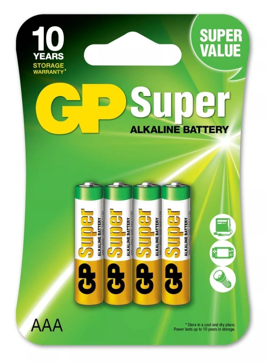 GP Super Alkaline AAA 4 Pack (B) in the group HOME ELECTRONICS / Batteries & Chargers / Batteries / AAA at TP E-commerce Nordic AB (C60023)