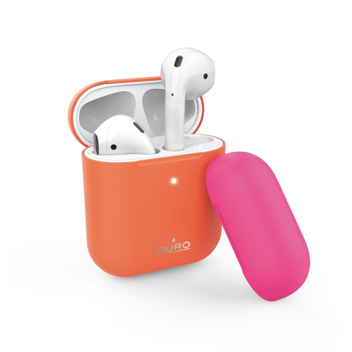 Puro Icon Fluo, Silicone Case för AirPods, Orange in the group HOME ELECTRONICS / Audio & Picture / Headphones & Accessories / Accessories at TP E-commerce Nordic AB (C60602)