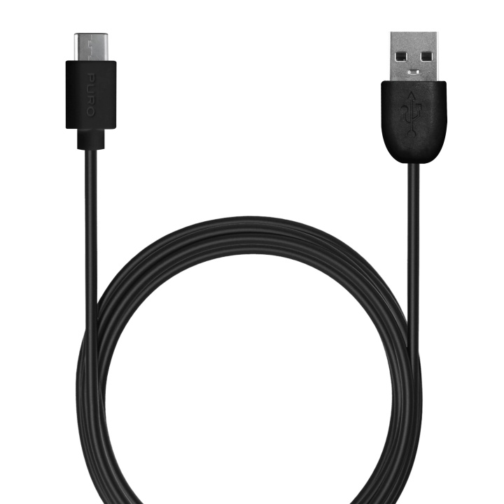 Puro USB-A - USB-C cable, 1m, Black in the group SMARTPHONE & TABLETS / Chargers & Cables / Cables / Cables Type C at TP E-commerce Nordic AB (C60619)