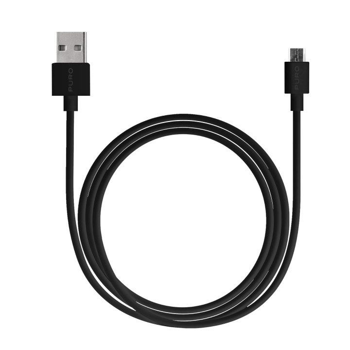 Puro USB-A - MicroUSB kabel, 2m, svart in the group SMARTPHONE & TABLETS / Chargers & Cables / Cables / Cables microUSB at TP E-commerce Nordic AB (C60622)