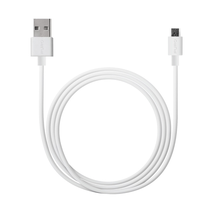 Puro USB-A - MicroUSB kabel, 2m, vit in the group SMARTPHONE & TABLETS / Chargers & Cables / Cables / Cables microUSB at TP E-commerce Nordic AB (C60623)