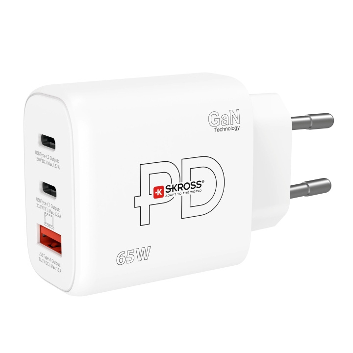 SKROSS Power Charger EU 65W GaN in the group HOME, HOUSEHOLD & GARDEN / Electricity & Lighting / Travel adapters at TP E-commerce Nordic AB (C60624)