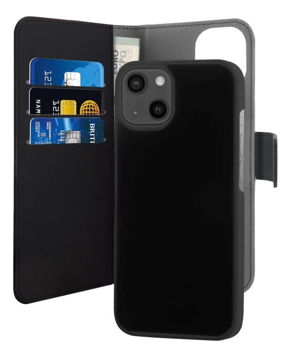 Puro iPhone 13 Mini Mini EcoLeather Wallet Detach black in the group SMARTPHONE & TABLETS / Phone cases / Apple / iPhone 13 Mini / Wallet Case at TP E-commerce Nordic AB (C60716)