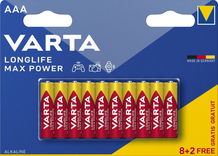 Varta Longlife Max Power AAA 10 Pack (8+2) in the group HOME ELECTRONICS / Batteries & Chargers / Batteries / AAA at TP E-commerce Nordic AB (C60773)