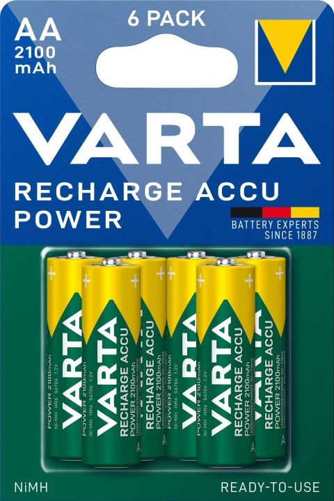 Varta Recharge Charge Accu Power AA 2100mAh 6 Pack in the group HOME ELECTRONICS / Batteries & Chargers / Rechargable batteries / AA at TP E-commerce Nordic AB (C60790)