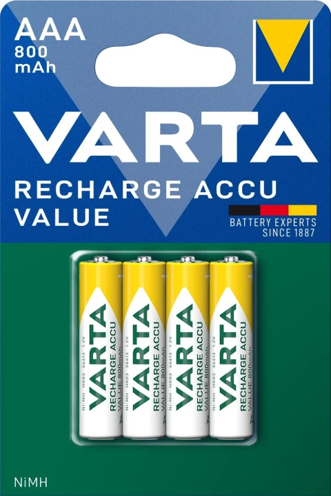 Varta Recharge Charge Accu Value AAA 800mAh 4 Pack in the group HOME ELECTRONICS / Batteries & Chargers / Rechargable batteries / AAA at TP E-commerce Nordic AB (C60792)